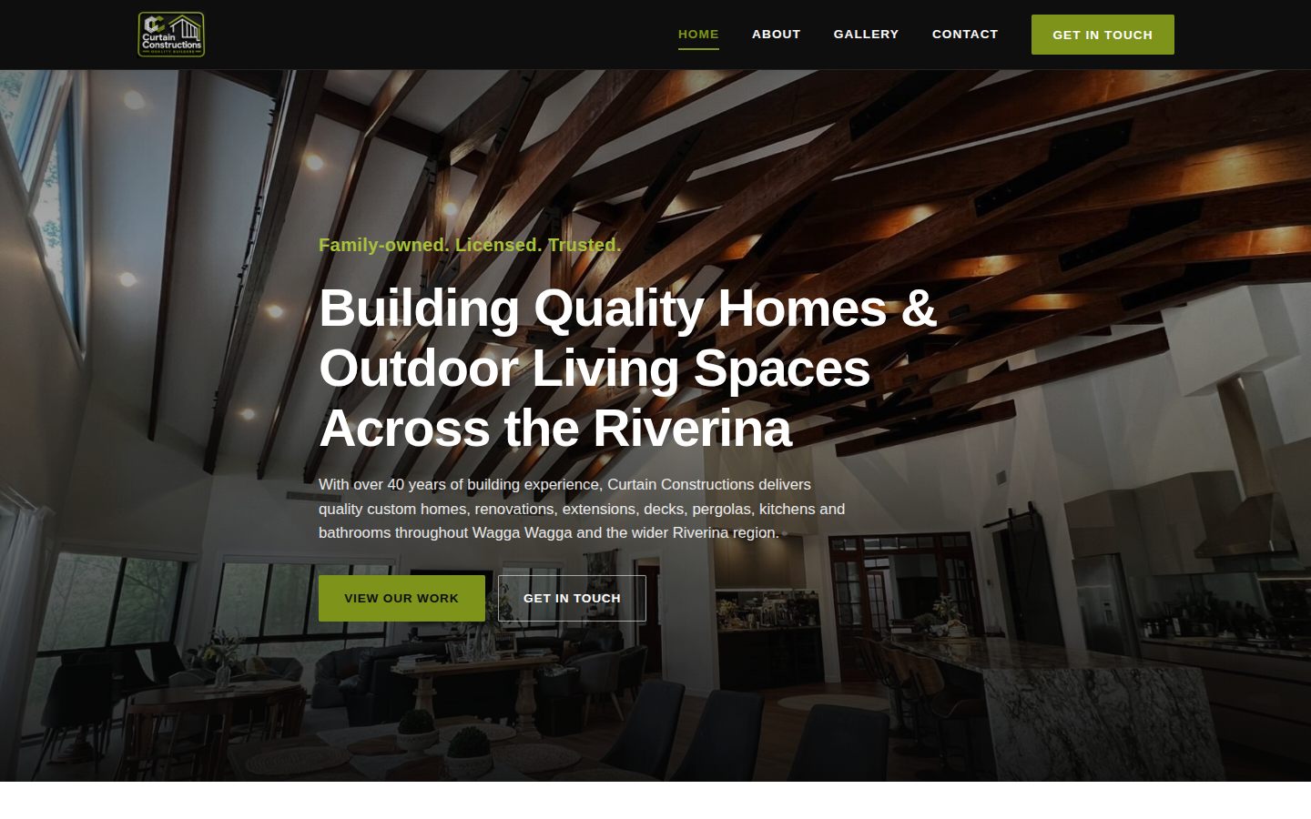 Curtain Constructions website — Wagga Wagga builders