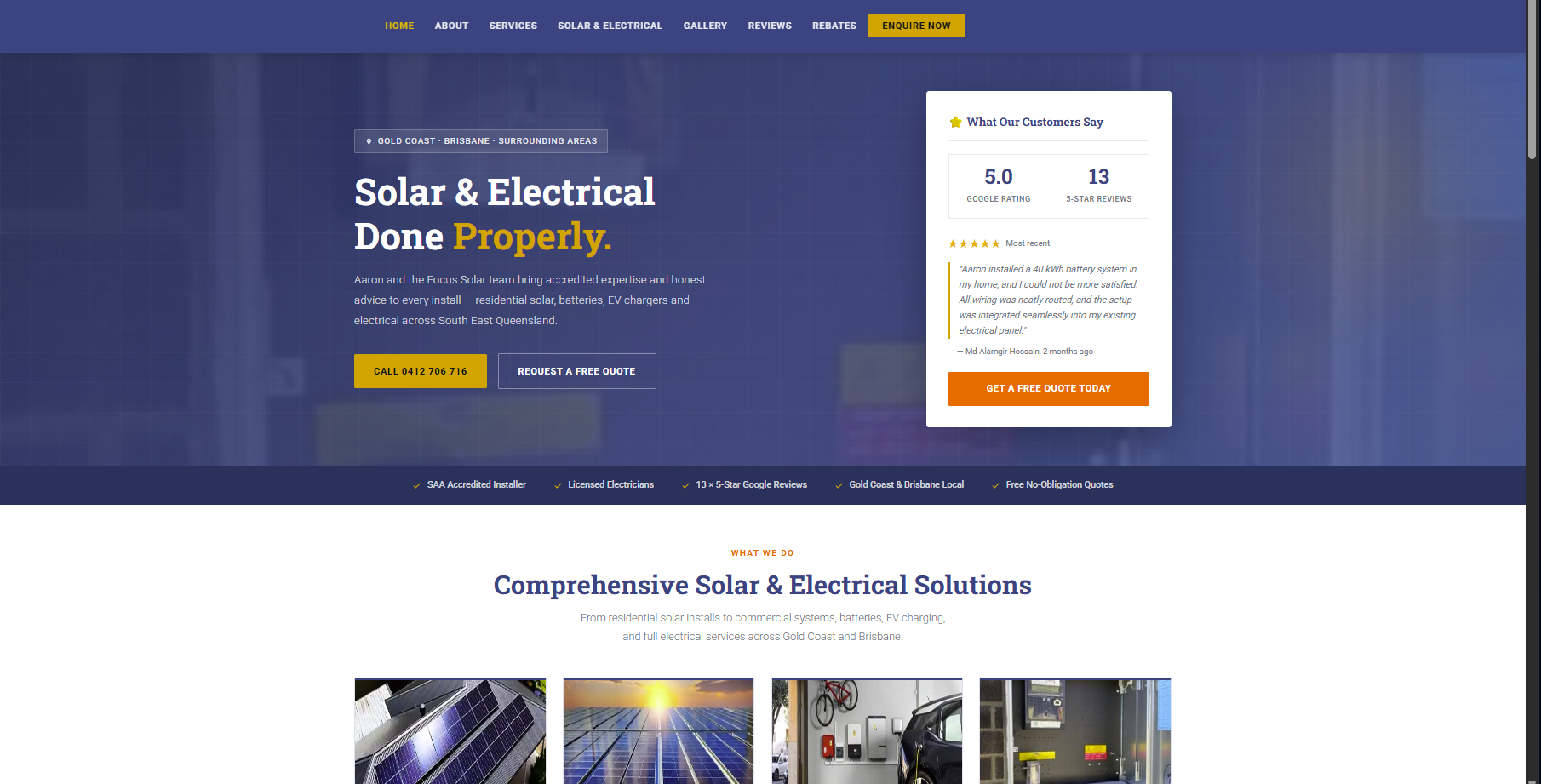 Focus Solar & Electrical website